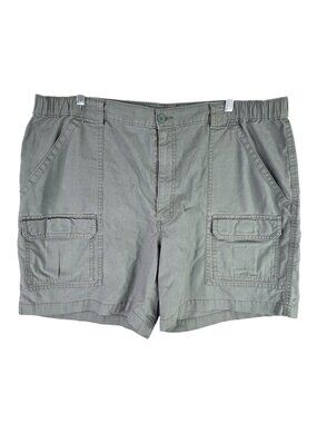 Mens Savane Green Cargo Shorts Elastic Waist Cotton Blend 8" Inseam Size 40